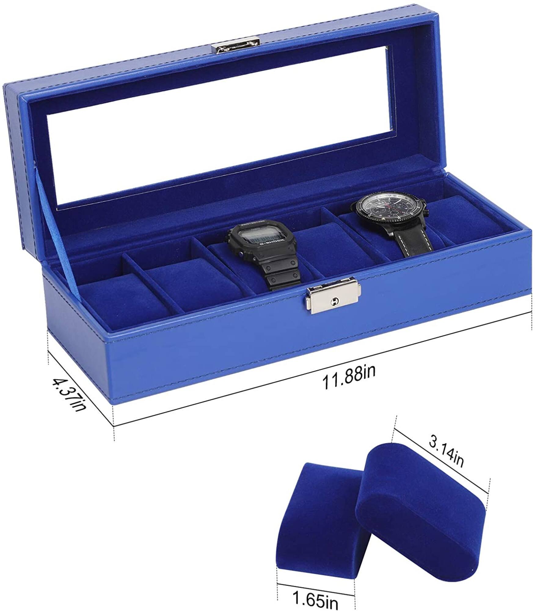 Sapphire Blue Hexa Leather Watch Box